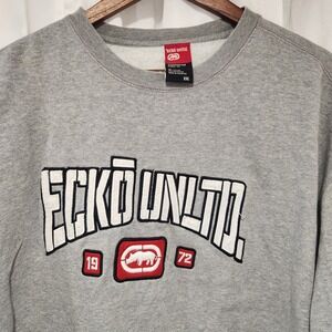 Ecko Unltd Sweatshirt Mens XXL Grey With Large Logo Front Pocket‎